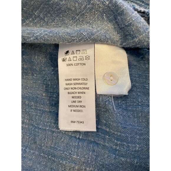 Rachel & Zoe Blouse Plus Size 1X Boho Pleasant Top Chambray Lace V Neck Flowy - Picture 8 of 10